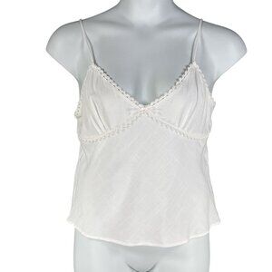 L.A. Hearts Womens XL White Babydoll Ruffle Trim Cami Top Linen Blend Clean Girl